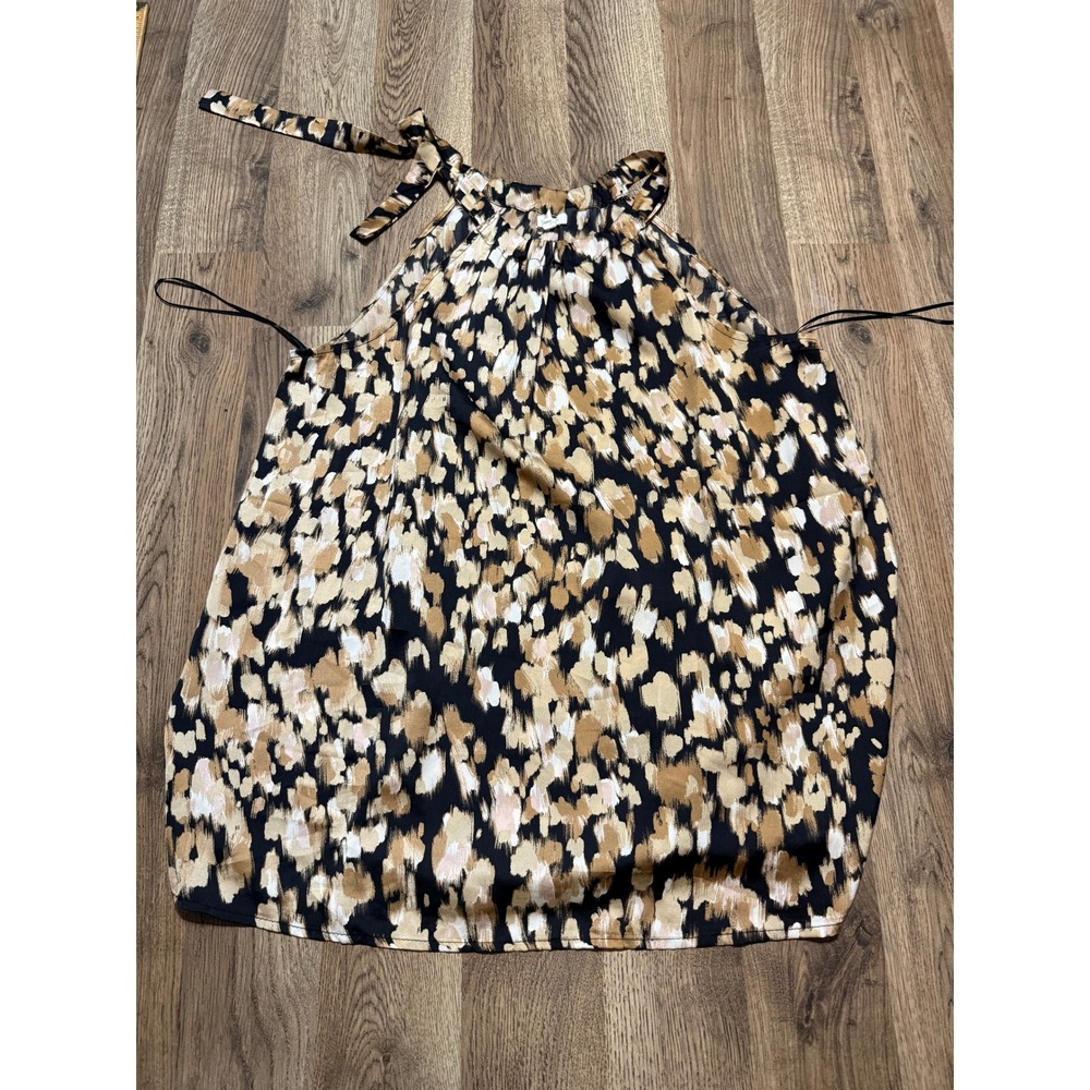 Maurices Halter Top Womens XL Tan Black Animal Print Sleeveless Blouse Excellent